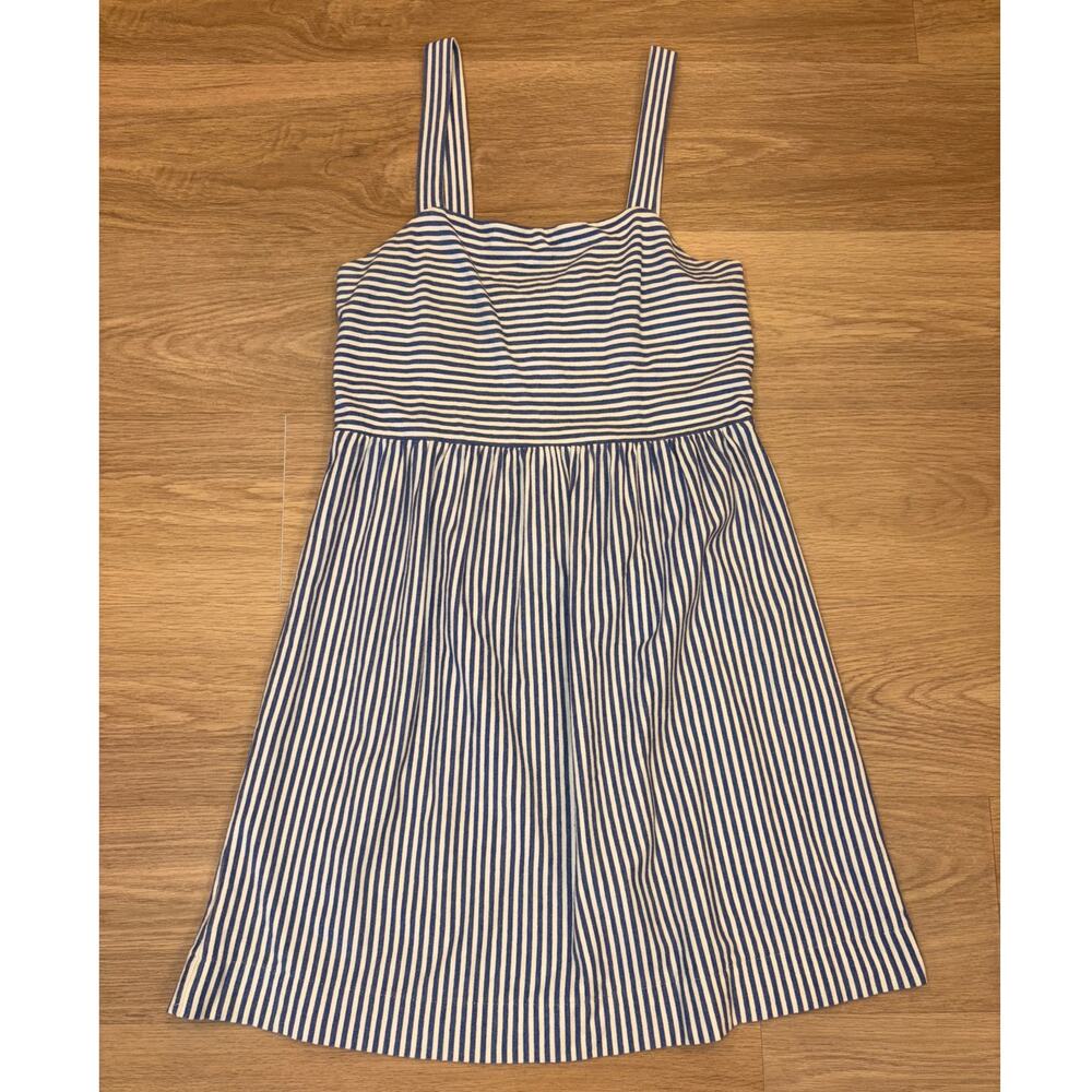 Ann Taylor Loft blue and white stripe 100% cotton dress womens size S